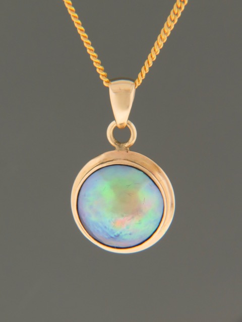 Blue Pearl Pendant - 14ct Gold - 12.5mm Pearl - PP311