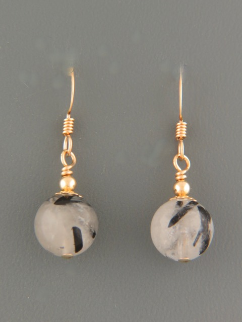 Tourmalinated Quartz Earrings - 14ct Gold Filled - TQZ503G