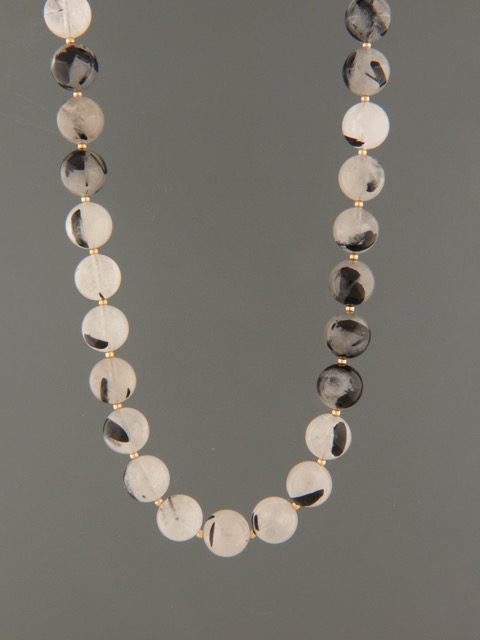 Tourmalinated Quartz Necklace - 10mm stones - TQZ002