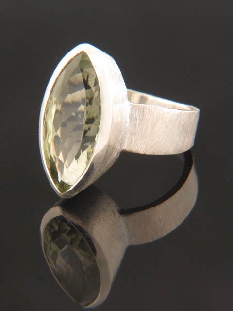 Green Amethyst (Prasiolite) Ring - Sterling Silver - PRA108R