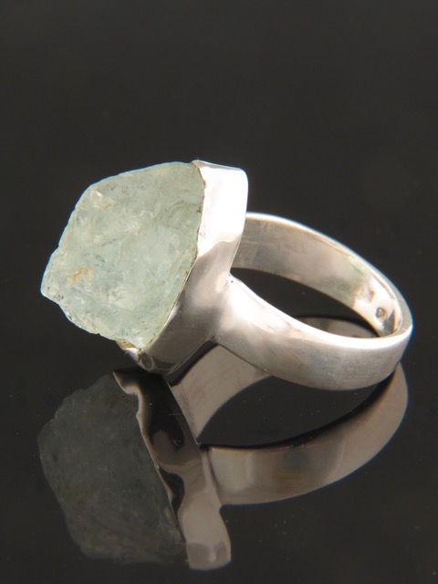 Raw Aquamarine Ring - Sterling Silver - AQ109R