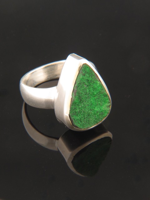 Raw Uvarovite Garnet Ring - Sterling Silver - UV105R