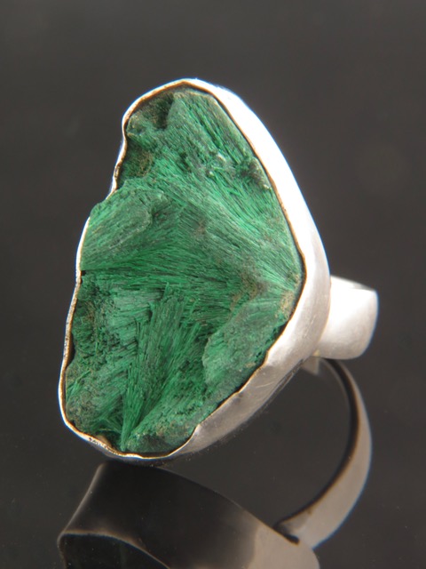Raw Malachite Ring - Sterling Silver - M101R