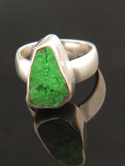 Raw Uvarovite Garnet Ring - Sterling Silver - UV102R