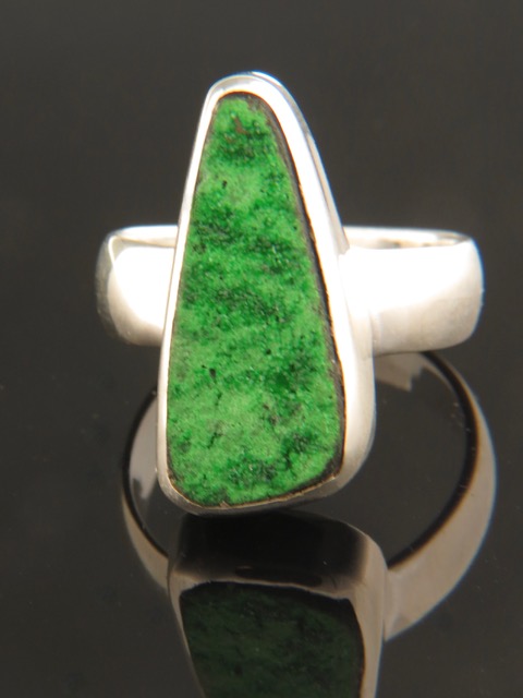 Raw Uvarovite Garnet Ring - Sterling Silver - UV103R