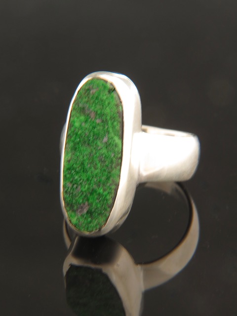Raw Uvarovite Garnet Ring - Sterling Silver - UV104R