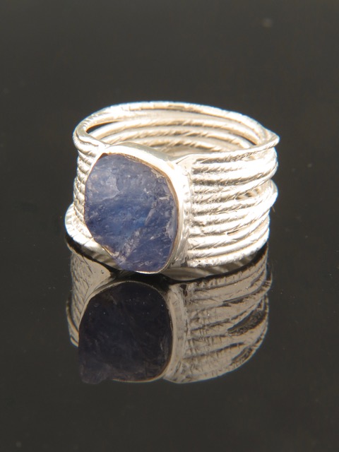 Raw Tanzanite Ring - Sterling Silver - TNZ104R