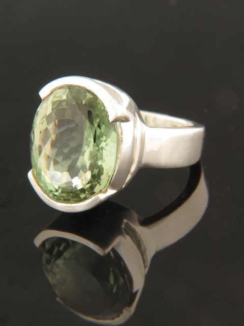 Green Amethyst (Prasiolite) Ring - Sterling Silver - PRA104R
