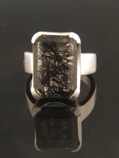 Tourmalinated Quartz Ring -Sterling Silver - TQZ118R