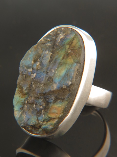 Raw Labradorite Ring - Sterling Silver - LAB107R