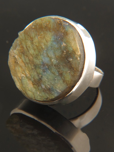 Raw Labradorite ring - Sterling Silver - LAB108R